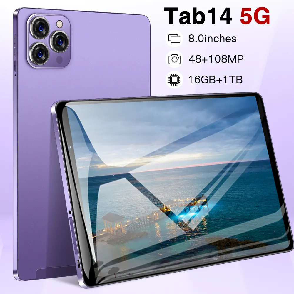 Nieuw 8-Inch High-Definition Scherm Android 4G Sim Tablet Tab14 Dual Sim Kaart 16Gb + 1Tb Flash Geheugentablet Pc