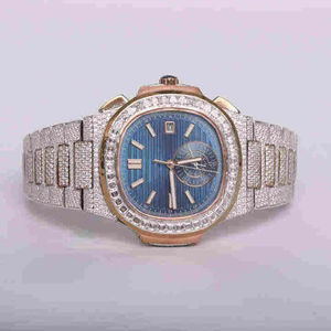 Montre connectée en moissanite VVS de qualité supérieure, directement de l'usine, pour hommes et femmes, bracelet en or rose, mouvement à quartz, cadran en verre - Product Image 2