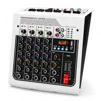 Console de mixage audio professionnelle 4 canaux avec Bluetooth, égaliseur 3 bandes, pour DJ, karaoké, scène, enregistrement, système son