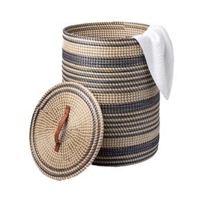 ตะกร้าใส่ของตกแต่งบ้านทำจากหญ้าทะเลพร้อมเชือกพลาสติกตะกร้าซักผ้าขายส่ง - Product Image 1