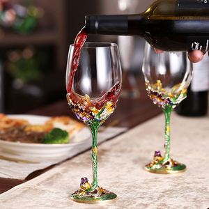 Juego de Copas de Vino Tinto de Cristal Verde de Lujo, Elegantes Copas de Esmalte con Caja de Regalo para Bodas - Product Image 2