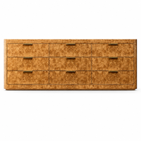 Commode à 9 tiroirs en bois de palissandre avec poignées en laiton, 228 cm de long, pour chambre à coucher