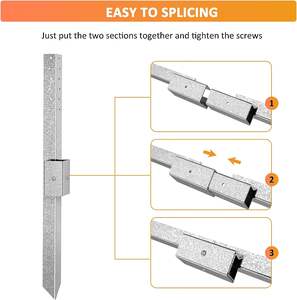 JH-Mech Lot de 2 piquets d'ancrage de clôture en acier robuste pour réparation de poteaux de clôture en bois inclinés ou cassés - Product Image 2