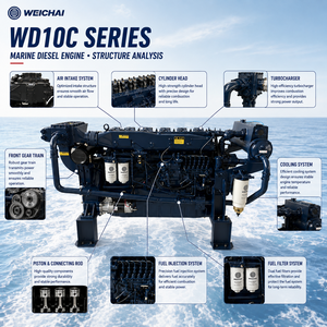 <span class=keywords><strong>Moteur</strong></span> diesel marin turbocompressé et refroidi par air WEICHAI WD10C Série 125-240kW 9.7L 6 cylindres pour bateaux de pêche, de remorquage et de transport de marchandises - Product Image 5