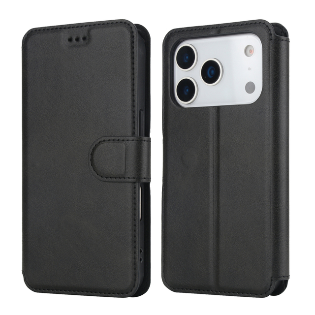 Business PU Leather Case Wallet for iPhone 16 Pro 17 Proma Flip Card Slots Folio Phone Back Cover Shell with Magnetic Kickstand