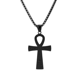 Kalung Salib Berlapis Emas Perhiasan <span class=keywords><strong>Retro</strong></span> Simbol Mesir Kuno Liontin Salib Ankh Kalung Baja Tahan Karat untuk Pria - Product Image 4