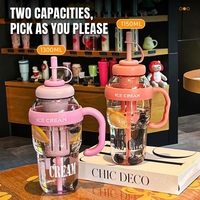 Bouteille en plastique pour café en gros, mignonne, grande capacité, avec paille et filtre à thé, idéale pour les enfants, la gym et le camping