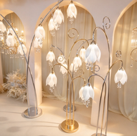 Nouvelle Lampe Décorative en Fer Forgé, Motif Fleur de Magnolia Ajourée, pour Guide d'allée, Table de desserts, Centre de table, Décoration de toile de fond de scène et Accueil