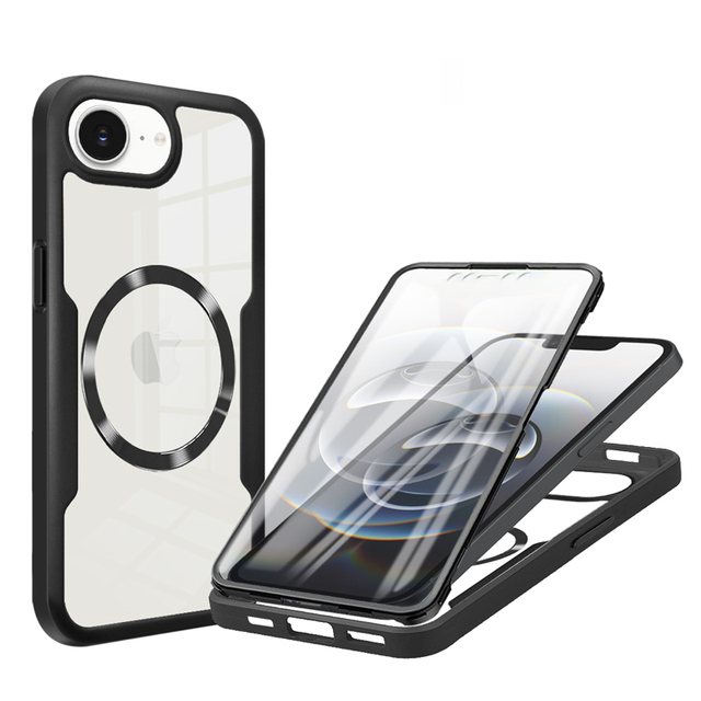 For iPhone 16e iPhone16 16e 15 14 13 12 11 Pro Max Back Cover Flexible TPU 360 Full Cover Sreen Protection Magnetic Phone Case