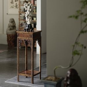 Soporte de flores de bambú estilo chino, mesa consola hecha a mano para sala de té, exhibición de bonsáis y orquídeas - Product Image 2