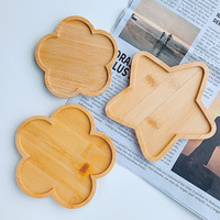 Set Coaster kayu kenari bambu kosong bentuk hati persegi bulat gaya klasik kustom