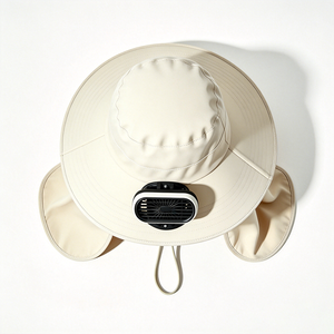 Chapeau de soleil unisexe UPF50+ avec ventilateur rafraîchissant détachable, large bord, protège-nuque, pour la pêche, la randonnée, le cyclisme, protection UV, logo personnalisé - Product Image 4