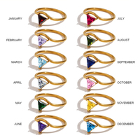 Bague en acier inoxydable EManco avec pierre de naissance pour femme, style simple, bijoux de mode pour festivals et soirées, livraison en 48 heures