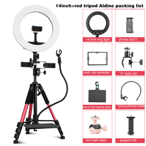 Support de diffusion TikTok avec anneau lumineux LED de 18 pouces (14 pouces), clip pour microphone mobile, pour selfie stick, enregistrement vidéo, streaming en direct, produit - Product Image 3