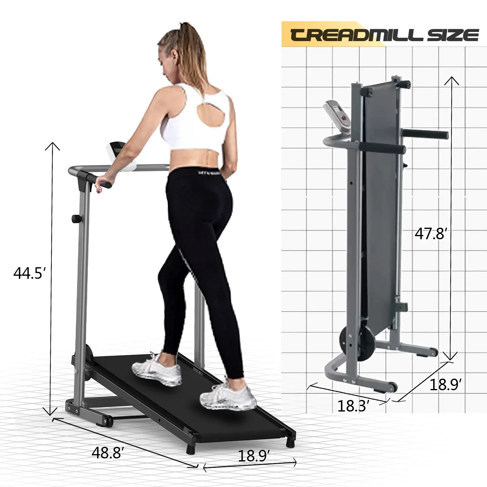 Treadmill bawah meja lipat, treadmill bantalan berjalan dengan harga yang lebih baik dan dapat dilipat