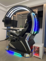 Super Rêve Pod zéro gravité inclinaison basculement PC chaise de course de jeux gaming cockpit avec haut-parleurs RGB LED soutien 1-2 écrans