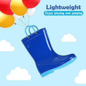 Bottes de <span class=keywords><strong>pluie</strong></span> imperméables en caoutchouc pour enfants en bas âge, garçons et filles, couleurs vives, poignées faciles à enfiler, chaussures de <span class=keywords><strong>pluie</strong></span> d'extérieur - Product Image 3