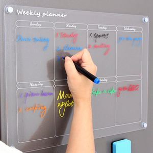 Calendrier en acrylique transparent, autocollant magnétique pour réfrigérateur, tableau effaçable à sec pour messages et notes - Product Image 2