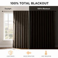 Rideaux occultants à 100% pour salon, largeur 320 cm, extra larges, modernes, en faux lin tissé, panneaux en polyester 235 g/m²