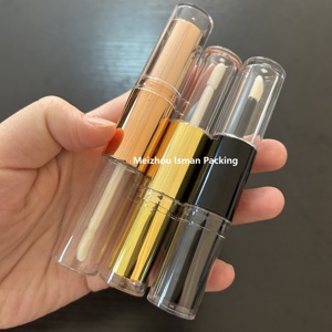 <span class=keywords><strong>ISMAN</strong></span> Contenant de gloss à lèvres double extrémité rond 2 en 1 en or rose, emballage de rouge à lèvres double face noir, tube en plastique 4 ml 10 ml - Product Image 2