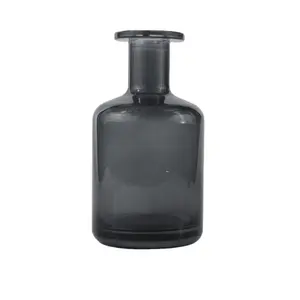 Grau schwarz Aroma therapie Glasflasche 450ML Kunst Blumen arrangement Wasser flasche Schilf Diffusions glasflasche