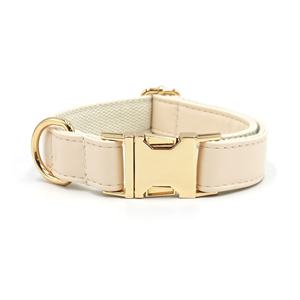 Hochwertiges, strapazierfähiges Nylon-PU-Leder Hundehalsband mit goldener Metallschnalle, buntes Leder-Hundehalsband - Product Image 4