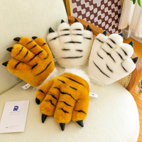 Gants en peluche Patte de Tigre et Patte de Dinosaure, Design Tendance, Cadeau Décontracté pour Enfants, Coton Spandex, Quatre Saisons