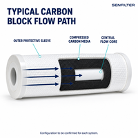Cartouche de filtre à eau composite PP CTO de 10 pouces, bloc de charbon actif compressé de 1 à 5 microns, débit de 3,8 à 4 L/min, pour usage domestique et extérieur