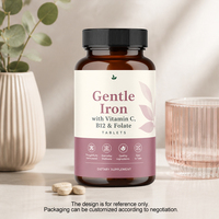Comprimés de fer doux avec vitamines C, B12 et folate – Marque privée OEM – Bien-être féminin