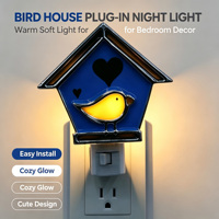 Veilleuse à brancher en forme d'oiseau style vitrail, colorée, pour toute la saison, lampe décorative murale pour chambre et maison, cadeau