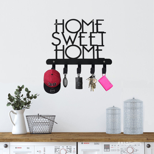 <strong>Home</strong> Sweet <strong>Home</strong> <strong>Decorative</strong> Metal Wall <strong>Hook</strong> Black Durable Finish Powder Coated <strong>Key</strong> Holder Wall Mounted With 5 <strong>Hooks</strong> <strong>Key</strong> Rack - Product Image 2
