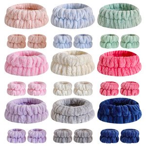 Multi-colore nero bianco tinta unita farfalla cravatta per capelli Set di vendita di fascia da polso di peluche accessori per capelli da donna - Product Image 5