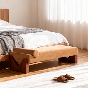 Banc en bois massif de style nordique, rembourré en tissu, pour chambre à coucher, salon, entrée, structure durable, utilisation adulte - Product Image 4