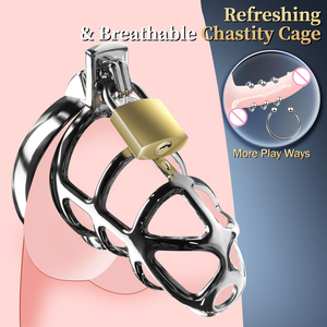 Jaula de Castidad Masculina, Juguete Sexual SM, Anillos de Metal de 3 Tamaños Activos, Impermeable, 2 Llaves, Dispositivo de Abstinencia para Ejercicios de Pene para Adultos - Product Image 2