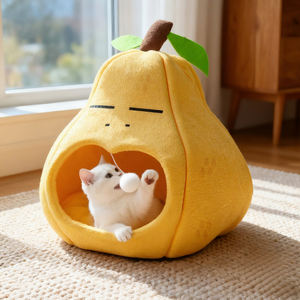 Großhandel niedlichen weichen flauschigen Fruchtform Indoor <span class=keywords><strong>Cat</strong></span> Cave Bett Welpe Haustier Schlaf bett Kissen Haus - Product Image 1