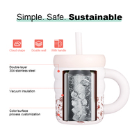 Mode 360ml 12oz nuage forme ODM acier inoxydable 2 en 1 couvercle paille à boire directe boire voyage tasse à café tasse