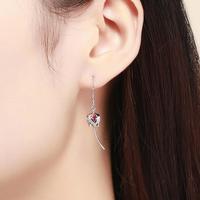 SCE504 Beste schmuck Indischen stil rot edelstein mit sterling silber kette ohrringe tulpe blume geformt zirkon cz stein