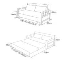 Muebles de Apartamento, Sofá Cama Plegable de Tela Estilo Europeo, Sofá Cama, Sofá de Dos Plazas, Sofá Cama