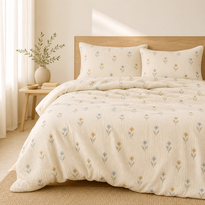 <strong>Small</strong> Floral Printed Pure Cotton <strong>Double</strong> Gauze Bedding <strong>Set</strong> 3 Piece <strong>Duvet</strong> Cover <strong>Set</strong> with Pillowcases - Product Image 2