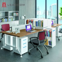 LEADCOM LS-4-18CT Bureau d'ordinateur pour mobilier de bureau à 180 degrés, poste de travail à 180 degrés pour 2, 4, 6, 8 personnes