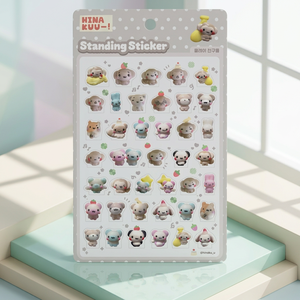HinaKuu 3D Waterproof PVC Standing Pose Stickers Korean Character Kids Stationery Kawaii Diary Decoration Bulk Distributor - Product Image 3