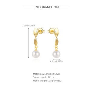 Boucles d'oreilles pendantes longues ROXI en argent sterling 925 avec perles baroques, plaquées or 18 carats, bijoux élégants pour femmes S925 - Product Image 6