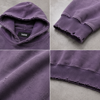 Sweat à capuche TaiDe en molleton de coton 500 GSM certifié OEKO-TEX, délavé à l'acide, effet vieilli et déchiré, coupe oversize, style streetwear pour homme