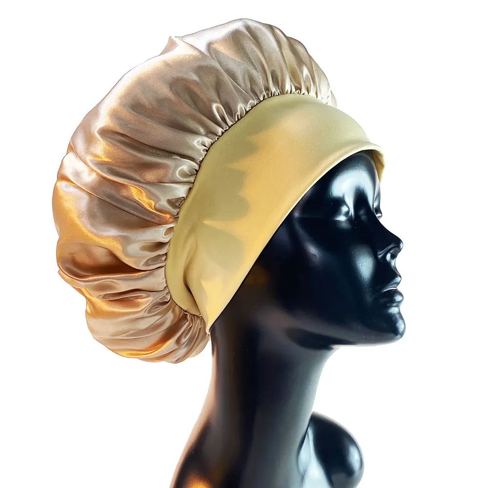 Bonnet cap custom logo silk hair warp women silk night sleep hats printed soft satin shower cap adjustable with Band Set bonnet