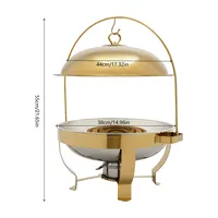 Plat de service de luxe doré 8L, ensemble de buffet en acier inoxydable, chauffe-plats rond pour événements haut de gamme, mariages, traiteurs et hôtels