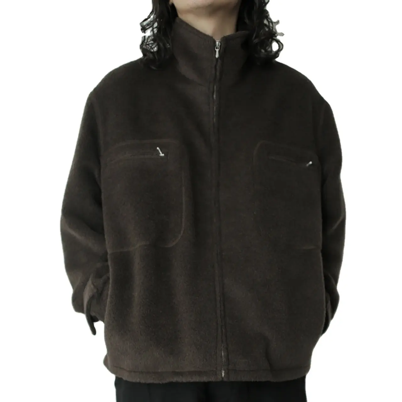 Ziyi giacca da esterno invernale spazzolata all'ingrosso Jacquard con Zip giacca di lana elegante da uomo dei pesi massimi
