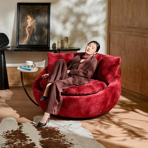 เก้าอี้โซฟาเดี่ยวสไตล์อิตาลีทรงกลมแบบหมุนได้ บีนแบ็กบุนุ่มพิเศษสำหรับห้องนั่งเล่น ใช้สำหรับผู้ใหญ่ - Product Image 1