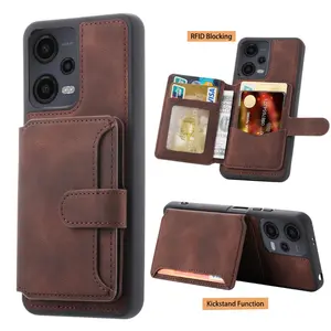 Leather Wallet Shockproof Kickstand Card Holder Cover for Redmi Note 12 4G with RFID Blocking