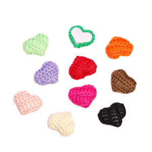 Boutons plats en fil de laine en forme de cœur 19x22mm, accessoires de bijoux DIY, mélange de couleurs aléatoires - Product Image 5