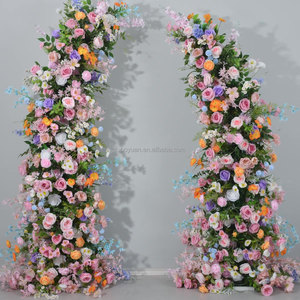 All'ingrosso fiore artificiale sfondo arco fiore di corno di seta arco rosa fiori disposizione per la decorazione di nozze - Product Image 3